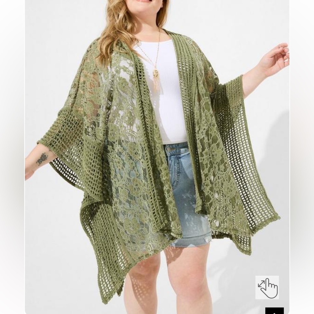 Torrid Mixed Lace And Pointelle Poncho 3/4